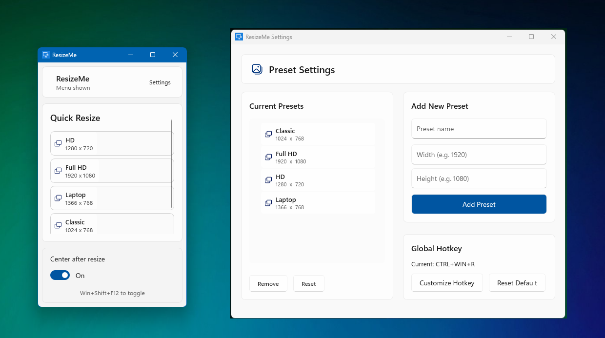 ResizeMe App Interface