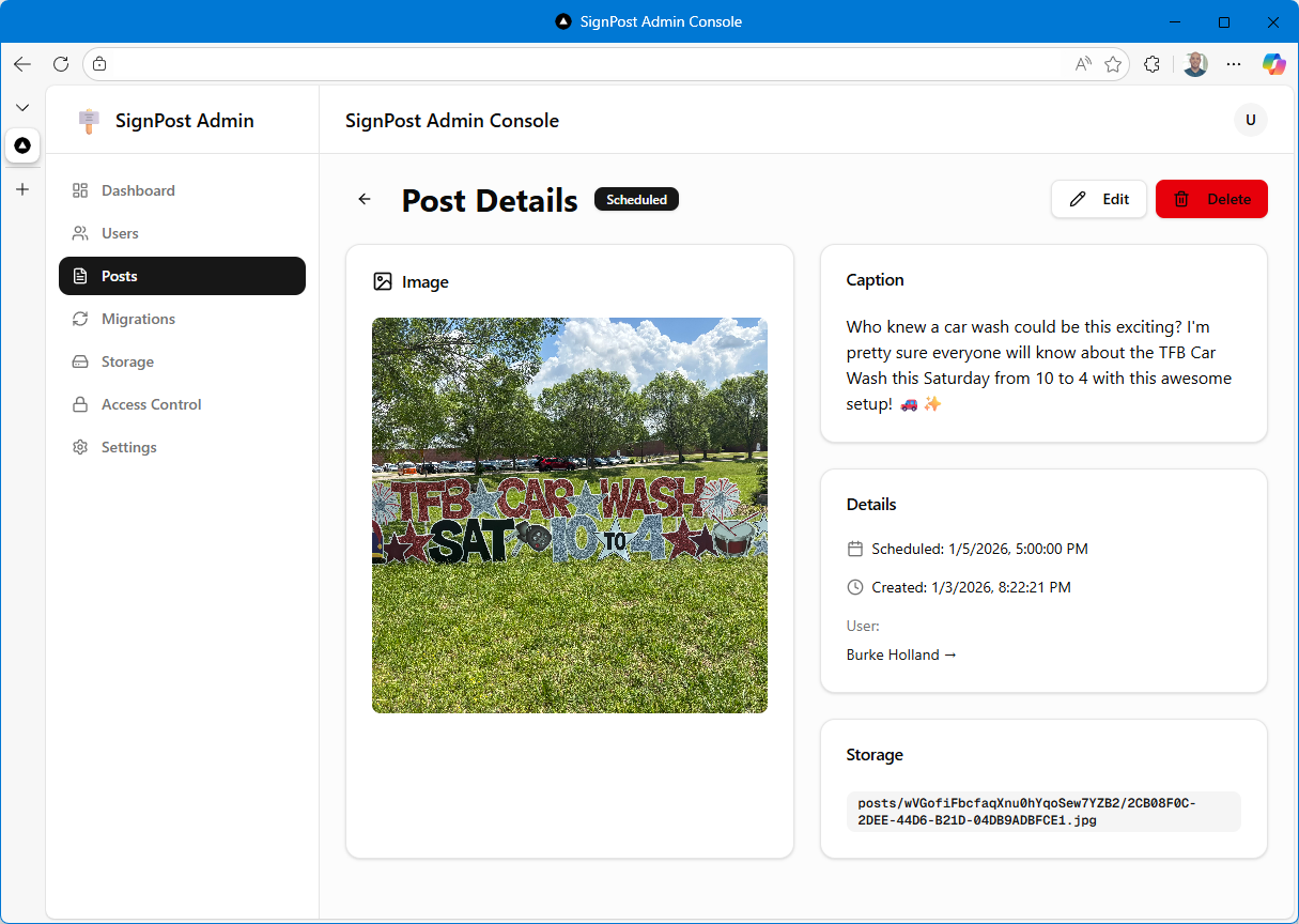 Sign Post Admin Console