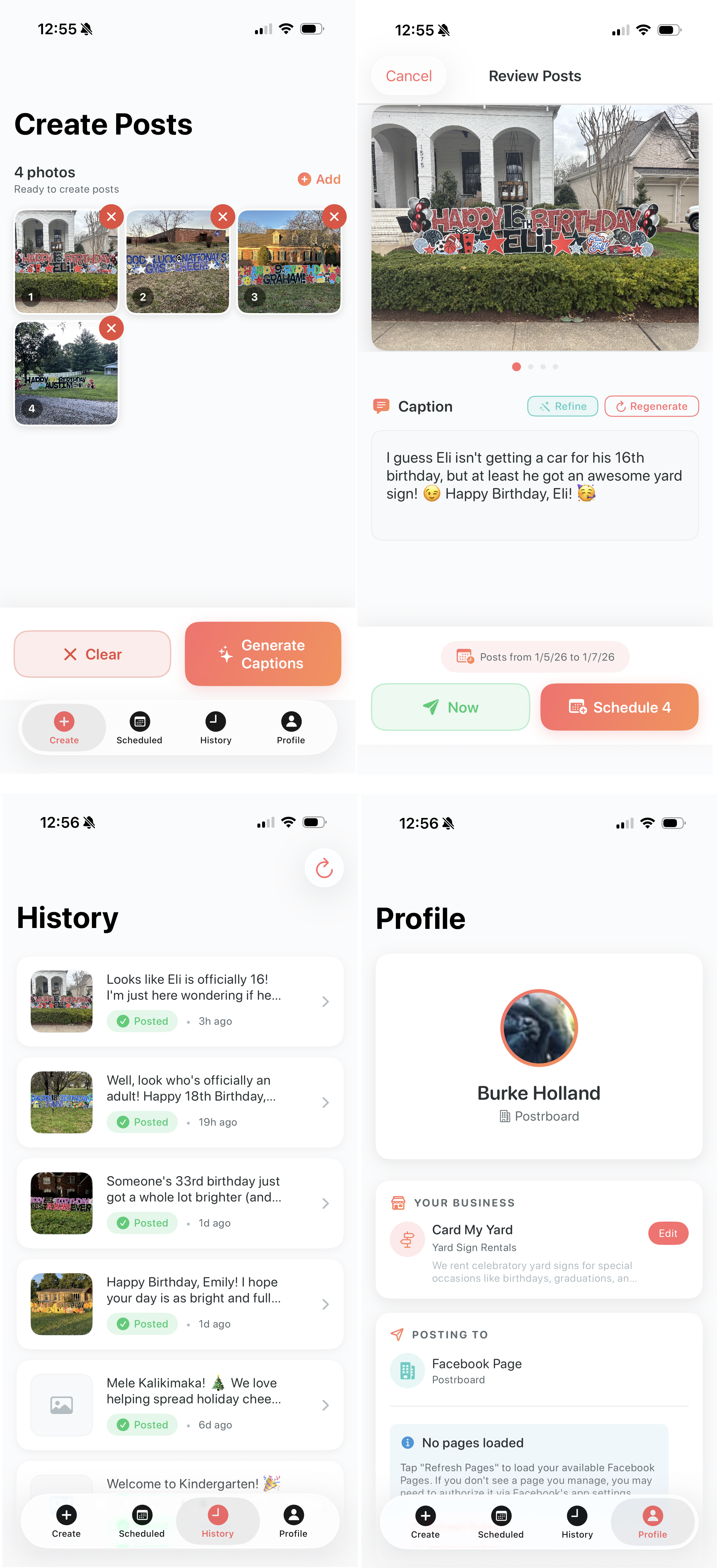 post-pilot app screenshots