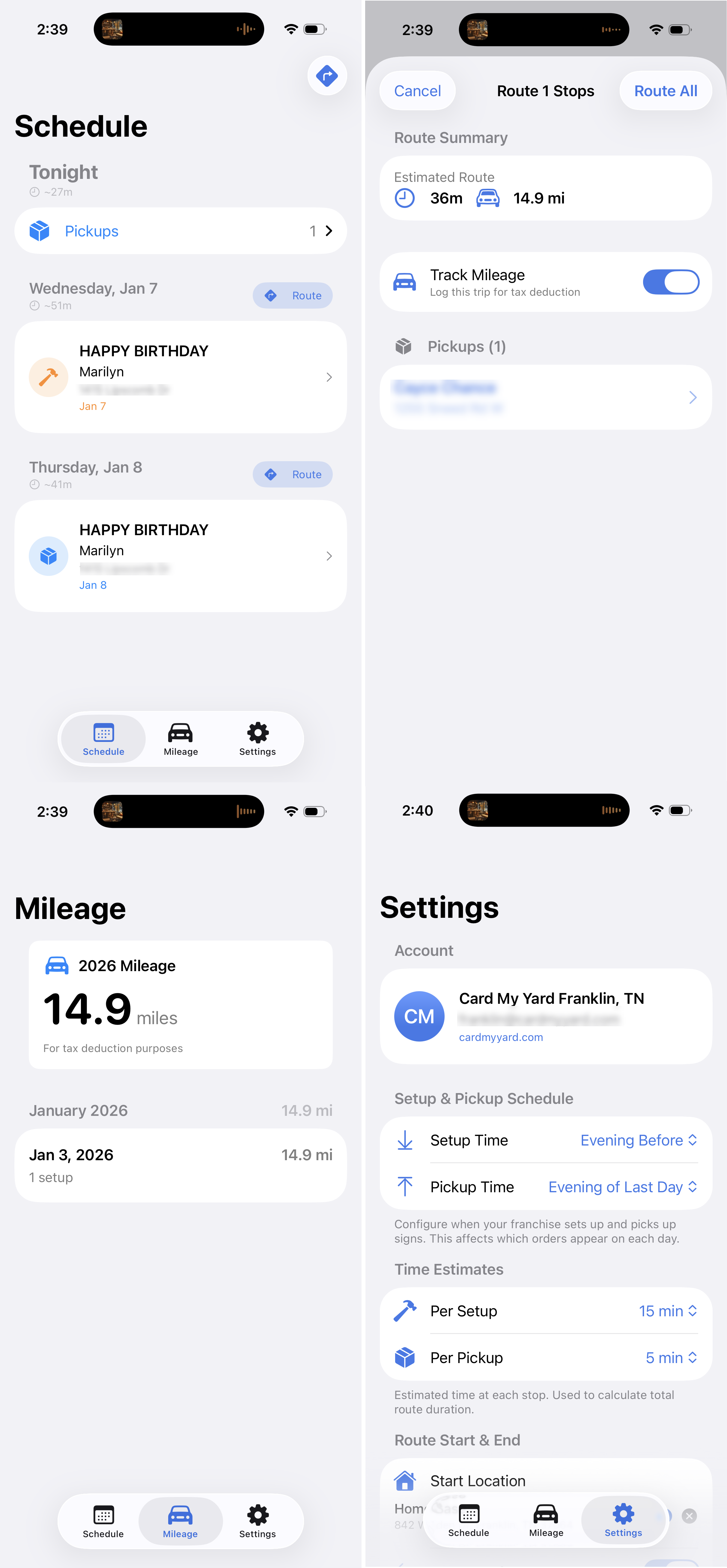 Yard ops app screenshots