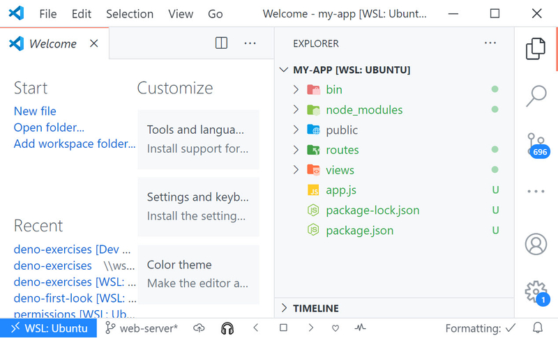 Express app open in VS Code