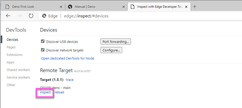The chrome inspect page
